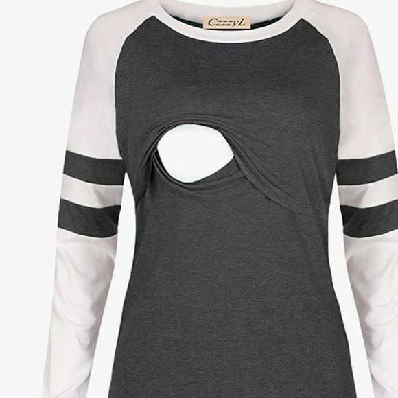 CzzzyL Women Raglan Sleeve Breastfeeding Nursing Top : Sz. XXL - Picture 2 of 3